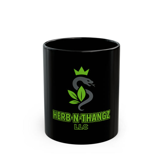 Herb-N-Thangz Black Mug - Personalized Coffee Cup for Coffee Lovers, Perfect Gift for Stoners and Plant Enthusiasts, 11oz or 15oz