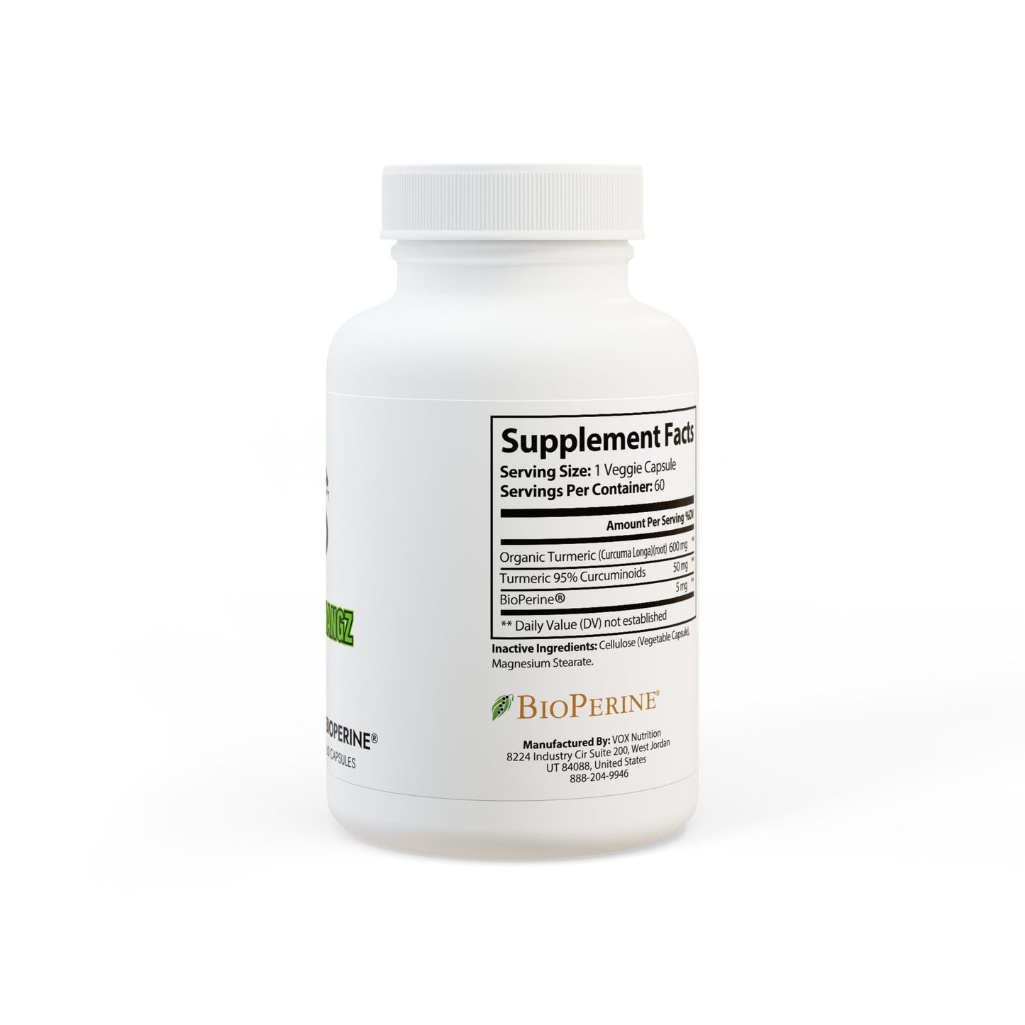 Turmeric with BioPerine® (Black Pepper Fruit Extract) Supplement (60 Capsules)