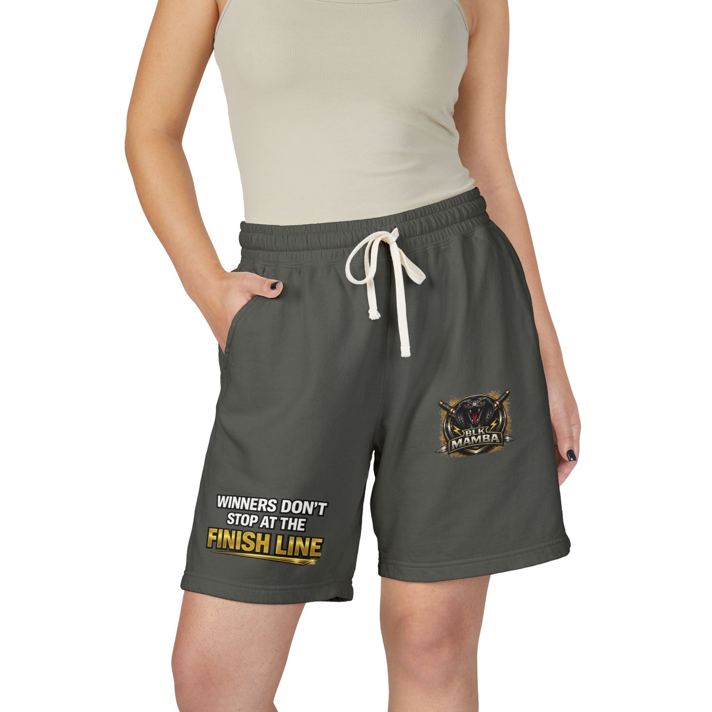 BLK MAMBA-Dyed Lightweight Fleece Sweat Shorts